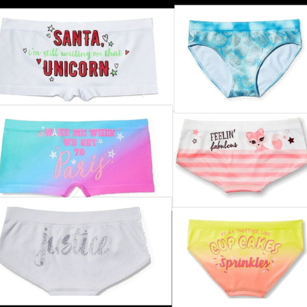 NWT Justice 6 Pair Panties 6/7 Shorties Bikini